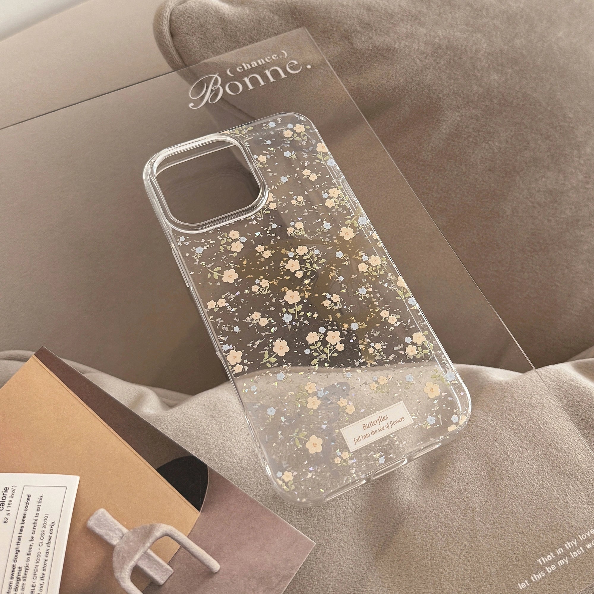 Yellow Butterflies & Blue Florals - iPhone Case
